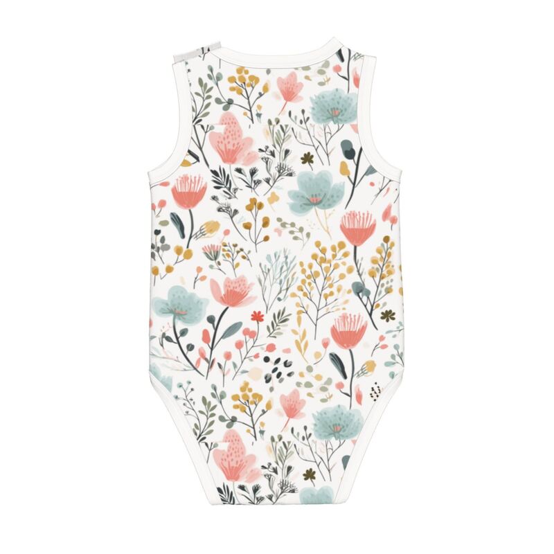 HugLittle Whimsical Floral Baby Bodysuit - Sleeveless & Soft