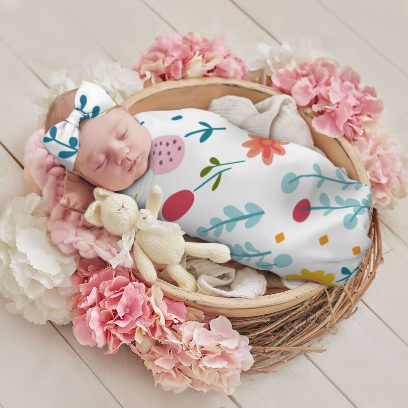 Huglittle Floral Baby Swaddle & Headband Set - Enchanted Garden