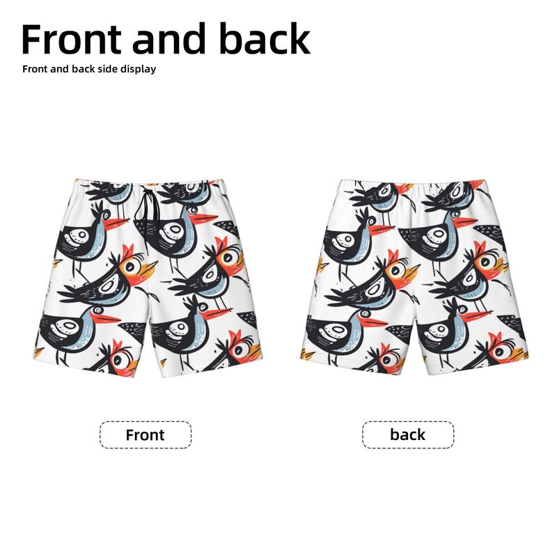 Huglittle Vibrant Bird-Themed Teen Beach Trunks: Expressive, Multicultural & Unique