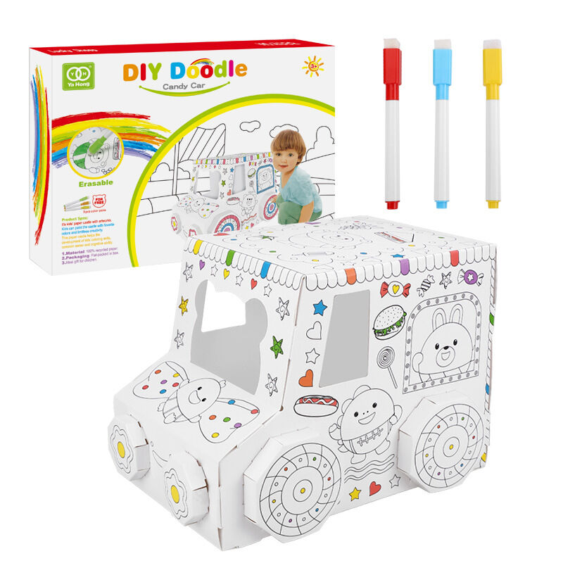 3D DIY Graffiti Candy Car Coloring Paper Toy Huglittle