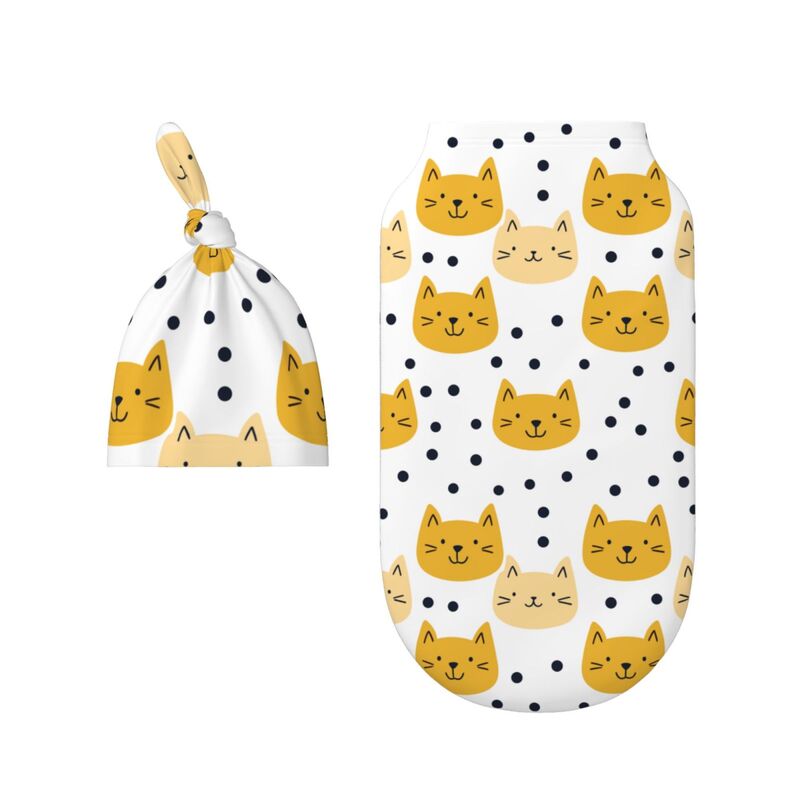Huglittle Playful Cat & Polka Dot Newborn Swaddle Set