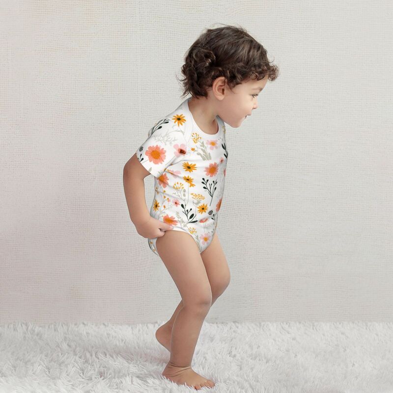 Huglittle Enchanted Garden Baby Bodysuit - Soft Pink & Amber
