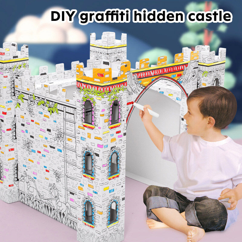 Doodle Castle Creative DIY Cardboard Playhouse - Children's Early Education Huglittle