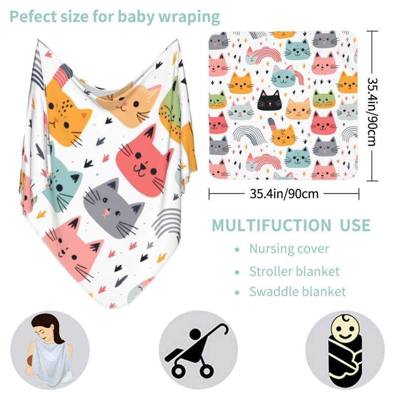 HugLittle Whimsical Cat Swaddle Blanket for Newborns