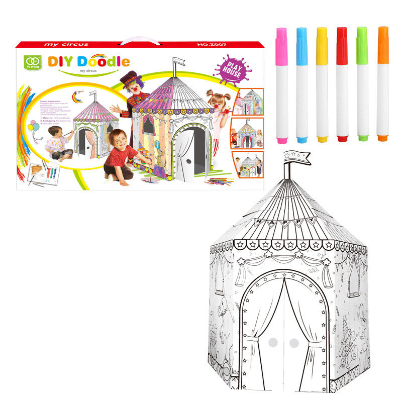 Large Playhouse 3D Doodle Cardboard Assembly - Creative Puzzle Circus Huglittle