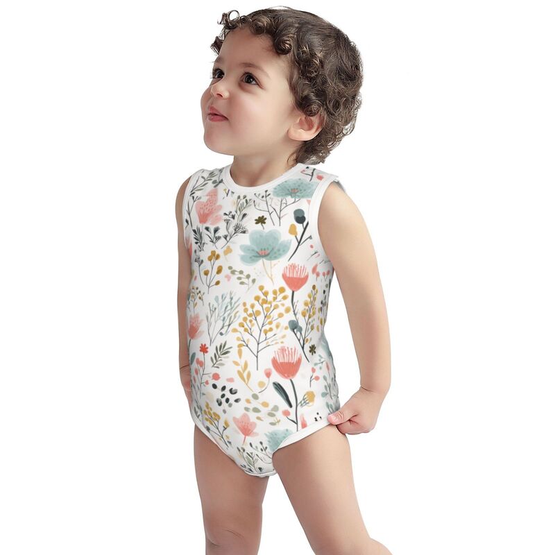 HugLittle Whimsical Floral Baby Bodysuit - Sleeveless & Soft