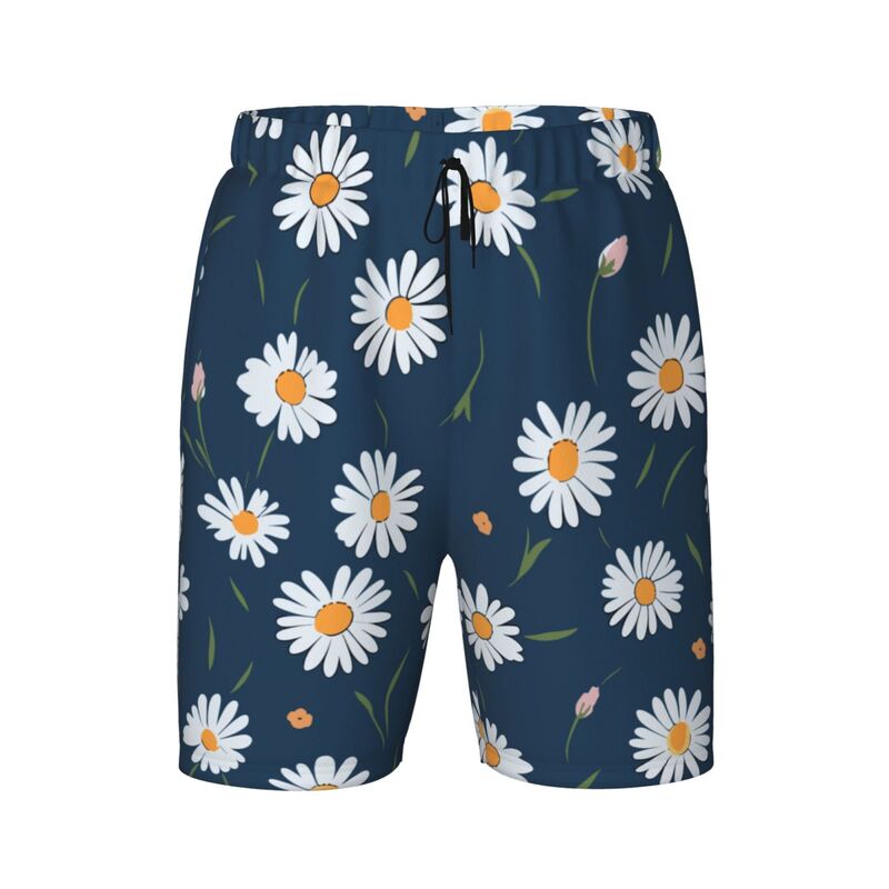 Huglittle Vibrant Blue Teen Beach Trunks with Whimsical Daisy Design
