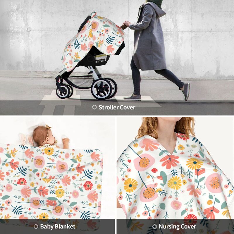 Huglittle Dual-Use Car Seat Canopy & Nursing Cover - Pastel Garden