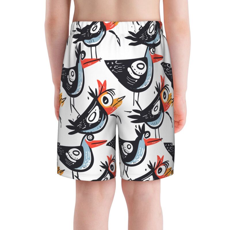 Huglittle Vibrant Bird-Themed Teen Beach Trunks: Expressive, Multicultural & Unique