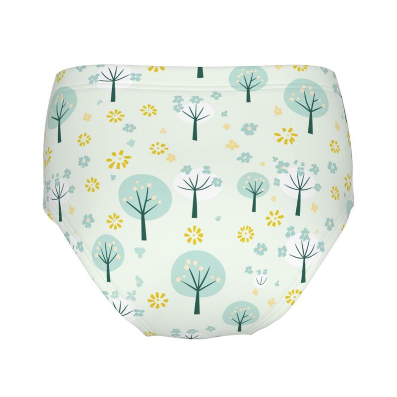 HugLittle Girl's Whimsical Woodland Briefs: Soft Cyan & Yellow Playful Patterns
