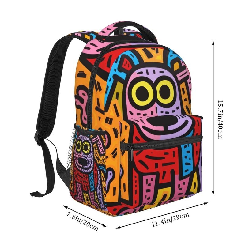 HugLittle Vibrant Neo-Pop Dog Design Casual Backpack for Kids