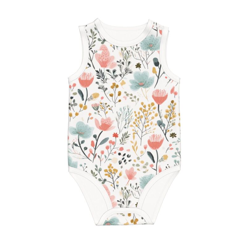 HugLittle Whimsical Floral Baby Bodysuit - Sleeveless & Soft