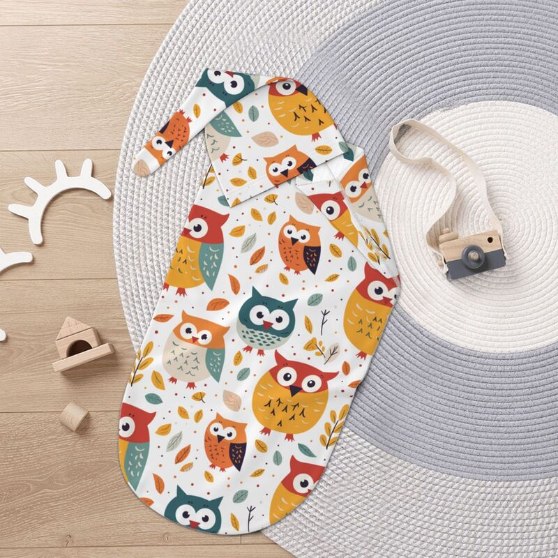 Huglittle Newborn Owl Swaddle & Hat Set - Autumnal Nature Design