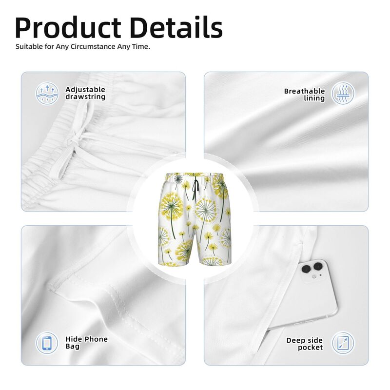 Huglittle Whimsical Dandelion Pattern Teen Beach Trunks - Foster Creativity and Exploration