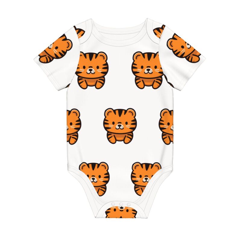 HugLittle Kawaii Tiger Short-Sleeve Baby Bodysuit
