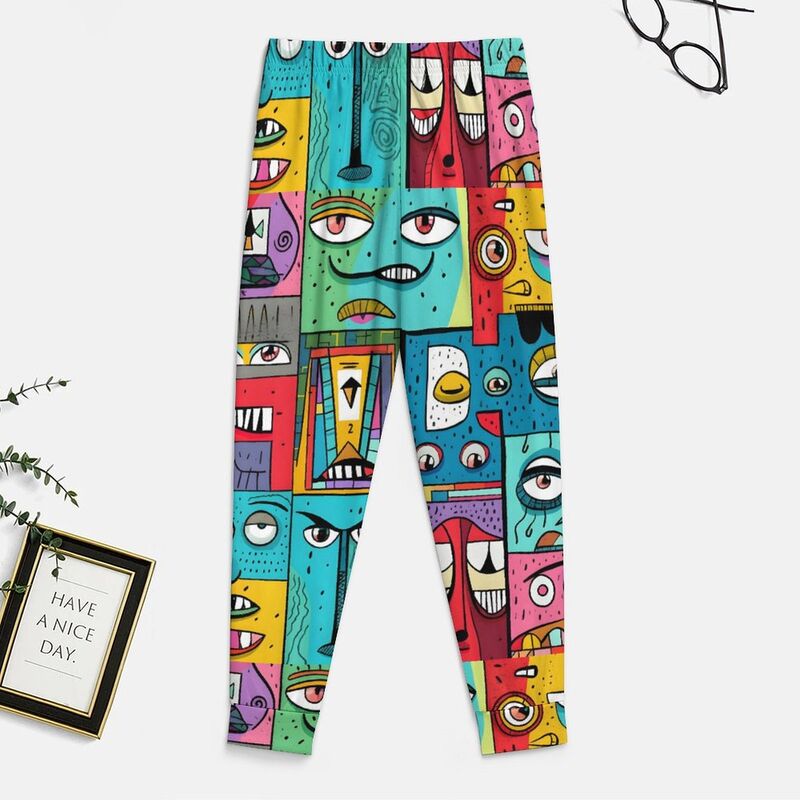 HugLittle Vibrant Cartoon Faces Children's Pajamas: Urban Surrealism Meets Happy Expressionism